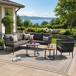 Acheter MIVRAY Salon de jardin modulaire 5 places 114.5x61x67 cm coussins respirants métal gris