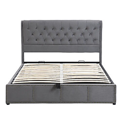 Acheter MIVRAY Lit coffre adulte 140x190 cm, rangement et tête de lit, velours gris