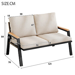 Acheter MIVRAY Canapé de jardin 2 places style industriel polyester gris