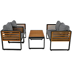 Acheter MIVRAY Salon de jardin 4 places 115x60x64 cm dossier haut fer bois gris antique
