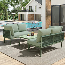 Avis MIVRAY Salon de jardin 3 places 120x60x72 cm coussins épais fer vert