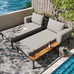 Avis MIVRAY Bain de soleil double 150x140x30 cm convertible modulable métal polyester gris