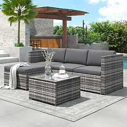 Acheter MIVRAY Salon de jardin 196x136x67 cm avec coussins lavables rotin PE gris