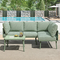 Acheter MIVRAY Salon de jardin 3 places 120x60x72 cm coussins épais fer vert