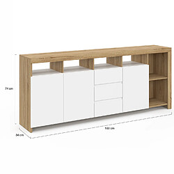 Idmarket Buffet MALO 180 cm bois/blanc pas cher