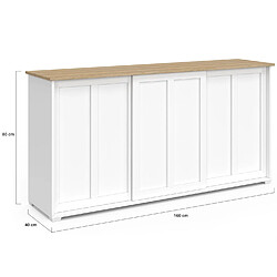 Idmarket Buffet JANGO 160 blanc/bois pas cher