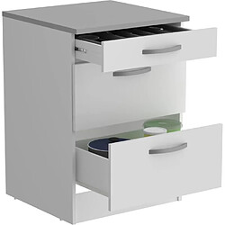 Avis OSLO Meuble Bas 3 tiroirs + plan - Décor blanc - L 60 x P 60 x H 86 cm