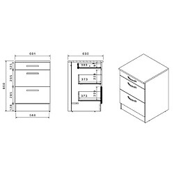 OSLO Meuble Bas 3 tiroirs + plan - Décor blanc - L 60 x P 60 x H 86 cm pas cher