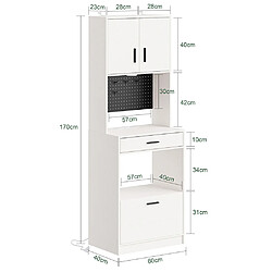 Avis SoBuy Meuble haut de cuisine avec 2 tiroirs Crème Blanc 60x40x170 cm FSB98-E-WG