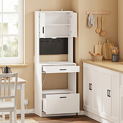 SoBuy Meuble haut de cuisine avec 2 tiroirs Crème Blanc 60x40x170 cm FSB98-E-WG pas cher