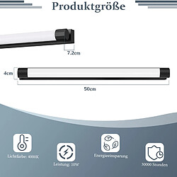 NETTLIFE Applique LED Miroir 50cm 10W Noire SdB Lumière Neutre 4000K IP44