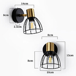 NETTLIFE Applique Murale Vintage Noire 1 Lumière Spot E14 Pivotant 350° Couloir