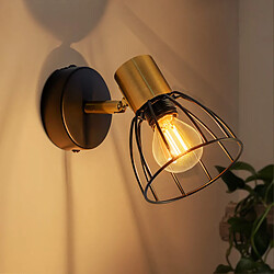 NETTLIFE Applique Murale Vintage Noire 1 Lumière Spot E14 Pivotant 350° Couloir