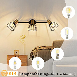 Acheter NETTLIFE Applique Murale Vintage Noire Métal 3xE14 Spots Orientables 350° Rétro