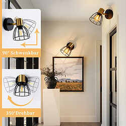 Acheter NETTLIFE Applique Murale Vintage Noire 1 Lumière Spot E14 Pivotant 350° Couloir