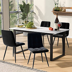 modfu Table à manger extensible 140-180x80 cm, plateau blanc effet marbre, pieds en métal