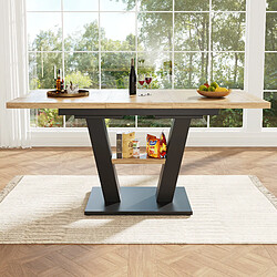 modfu Table à manger extensible 118-157x70 cm, finition naturelle, pieds en métal noirs