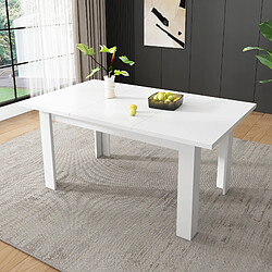 modfu Table à manger 120x70 cm avec rangement caché, plateau relevable, blanc