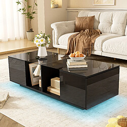 modfu Table basse avec éclairage led et rangement 120x50x38,5 cm noir