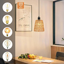 Nettlife Suspension rotin boho 1 lumière - Noir pas cher