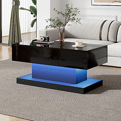 modfu Table basse relevable avec led et rangement 100x50x45 cm noir brillant