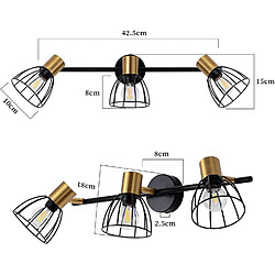 NETTLIFE Applique Murale Vintage Noire Métal 3xE14 Spots Orientables 350° Rétro pas cher