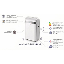 Avis Climatiseur Mobile Blanc réversible 13000BTU Wi-FI Classe A Argo ARG-MILOEVOSILENT