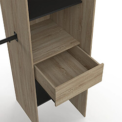 Idmarket Dressing extensible d'angle MARLON 230 x 140 x 180 cm hêtre avec penderies + rideaux noirs pas cher