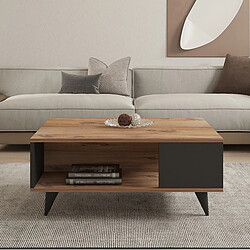 Hanah Home Table basse en bois - 90 x 60 x 39 cm - Noyer, Noir pas cher