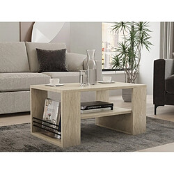 Hanah Home Table basse en bois - 80 x 50 x 40 cm - Travertin pas cher