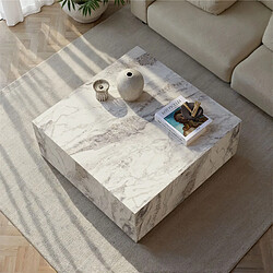 Avis Hanah Home Table basse en bois - 90 x 90 x 35 cm - Marbre Freesia