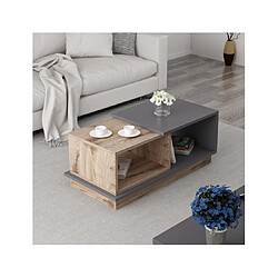 Hanah Home Table basse en bois - 90 x 45 x 36 cm - Gris anthracite pas cher