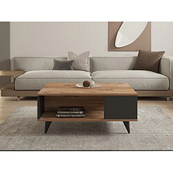 Avis Hanah Home Table basse en bois - 90 x 60 x 39 cm - Noyer, Noir
