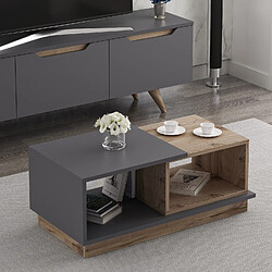 Avis Hanah Home Table basse en bois - 90 x 45 x 36 cm - Gris anthracite