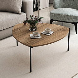 Avis Hanah Home Table basse en bois - 90 x 89 x 40 cm - Noyer