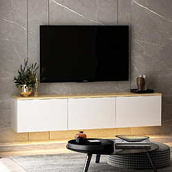 Acheter Hanah Home Meuble TV suspendu en bois avec éclairage LED - 160 x 32 x 35 cm - Blanc