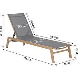 Acheter Habitat Et Jardin Bain de soleil en aluminium imitation bois [ ]Elysia[ ] - Gris