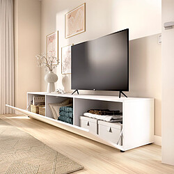 Acheter Pegane Meuble TV bas avec portes abattantes, coloris blanc