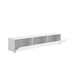 Pegane Meuble TV bas avec portes abattantes, coloris blanc pas cher