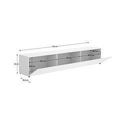 Avis Pegane Meuble TV bas avec portes abattantes, coloris blanc