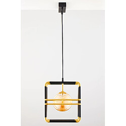 Acheter Suspension FIORI Jupiter géométrique noir-or 2xG9 ambre