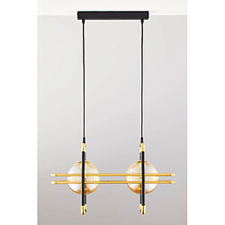 Suspension FIORI Jupiter géométrique noir-or 2xG9 ambre pas cher