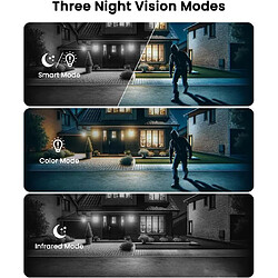 Caméra de Surveillance ANRAN 3MP Panneau Solaire,sans Fil Détection PIR ,360°PTZ,Blanc pas cher