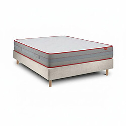 Mercado do Colchão Ensemble Luxury et Sommier Pearl - Cama et Matelas Taille 200 x 140 cm Hauteur 62 cm Ensemble Luxury et sommier Pearl - 200 x 140 cm, matelas à ressorts ensachés, sommier 20 cm FSC, pieds bois, hauteur 62 cm.