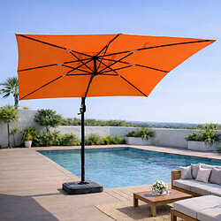 Concept Usine Parasol rectangulaire 3x4m déporté rotatif orange en aluminium CESARE pas cher