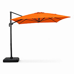 Concept Usine Parasol rectangulaire 3x4m déporté rotatif orange en aluminium CESARE