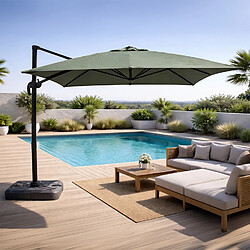 Concept Usine Parasol rectangulaire 3x4m déporté rotatif vert en aluminium CESARE