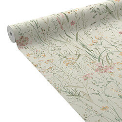 4MURS ALEXA - Papier peint intissé floral 53 cm x 10 m Papier peint intissé ALEXA motif fleurs aquarellées, tons pastel vert-beige-rose-jaune, pose facile, rouleau 53 x 1000 cm.