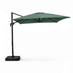 Concept Usine Parasol rectangulaire 3x4m déporté rotatif vert en aluminium CESARE
