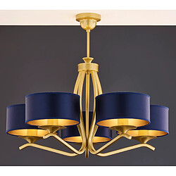 Avis Jupiter Suspension classique dorée 5 lumières E27 abat-jour bleu